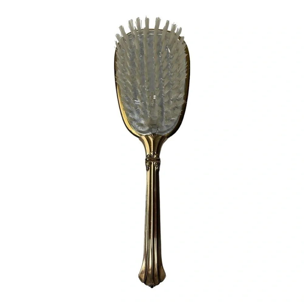 Vintage Petit Point Nylon Vanity Hair Brush With Filigree Handle